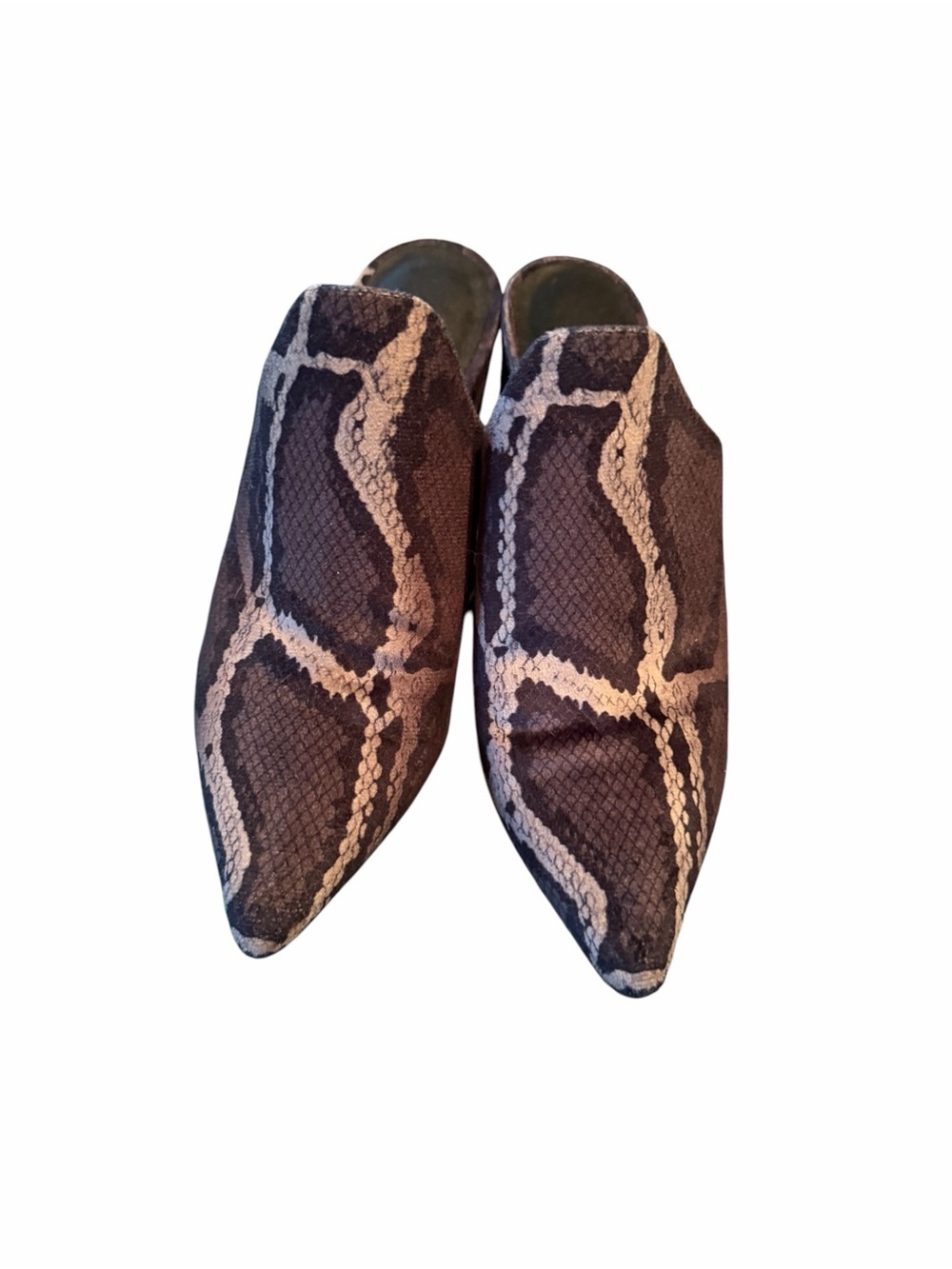 Vaneli snakeskin print pointed toe mule heels